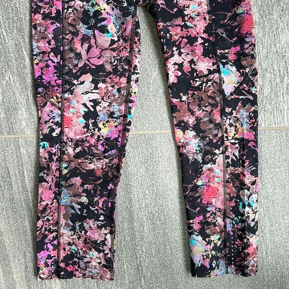 NWT Lululemon Fast & Free High-Rise Crop 19" Running Legging Black Pink Floral 4 - Picture 5 of 16